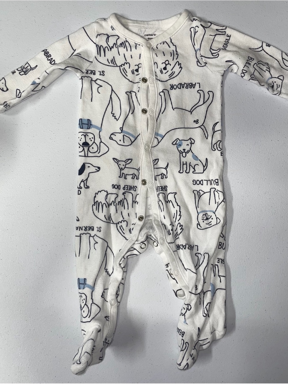 Carters: Dog Footie White Pajamas/PJs (9 Months)